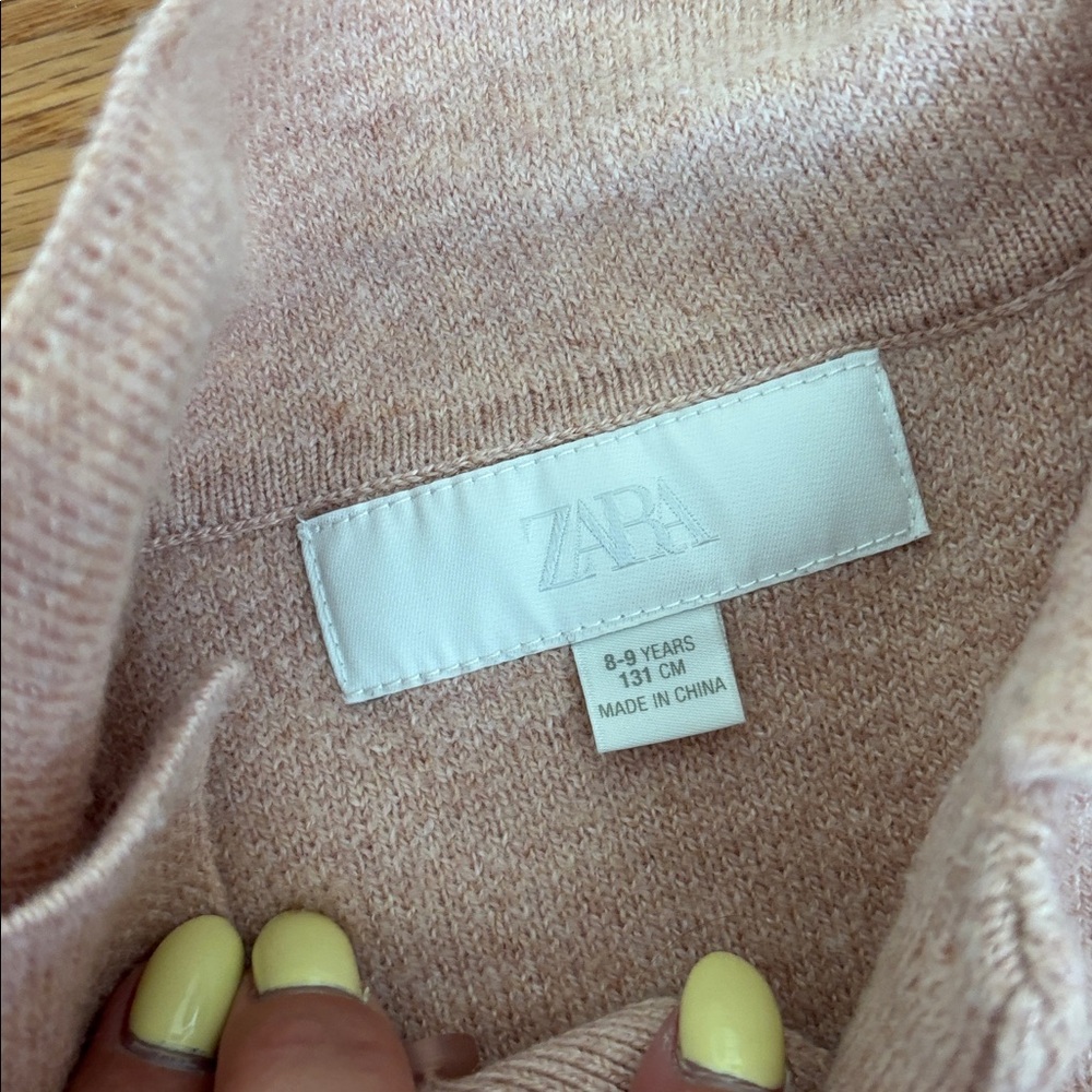 Zara Girls' Knit Polo Sweater & Pleated Skirt Set - Blush Pink - Picture 2 of 3